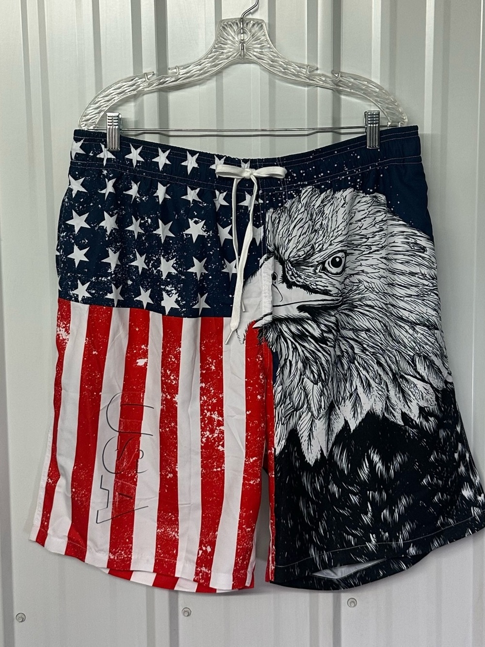 Men’s Stars & Stripes Bald Eagle Quick Dry Board Shorts Patriotic USA XXL